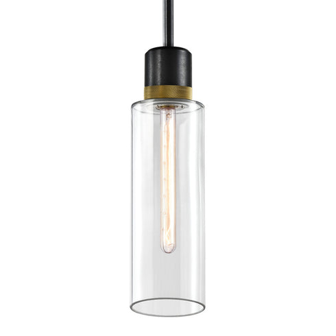 ZEEV Lighting ZIGRINA 3 Inch LED 3CCT Vertical Cylindrical Pendant Light 12 Inch Clear Glass and in Aged Brass Finish Model: P11701-LED-AGB-G1