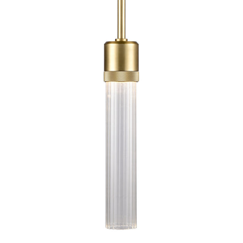 ZEEV Lighting ZIGRINA 3 Inch LED 3CCT Vertical Cylindrical Pendant Light 12 Inch Clear Glass and in Aged Brass Finish Model: P11701-LED-AGB-G1