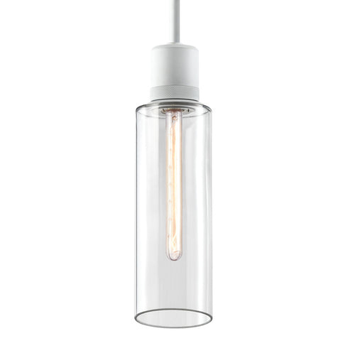 ZEEV Lighting ZIGRINA 8 Inch E26 Clear Globe Glass Pendant Light and in Matte White Metal Finish Model: P11706-E26-MW-G11