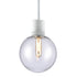 ZEEV Lighting ZIGRINA 8 Inch E26 Clear Globe Glass Pendant Light and in Matte White Metal Finish Model: P11706-E26-MW-G11
