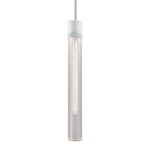 ZEEV Lighting ZIGRINA 8 Inch E26 Clear Globe Glass Pendant Light and in Matte White Metal Finish Model: P11706-E26-MW-G11