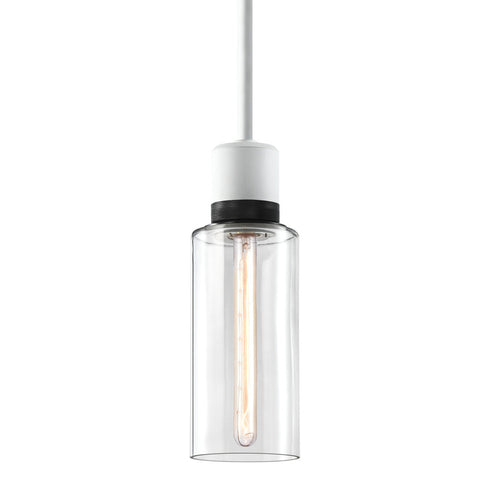 ZEEV Lighting ZIGRINA 8 Inch E26 Clear Globe Glass Pendant Light and in Matte White with Black Metal Finish Model: P11706-E26-MW-K-SBB-G11