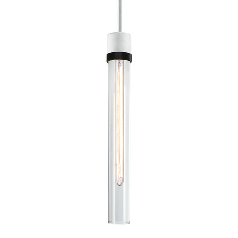 ZEEV Lighting ZIGRINA 8 Inch E26 Clear Globe Glass Pendant Light and in Matte White with Black Metal Finish Model: P11706-E26-MW-K-SBB-G11