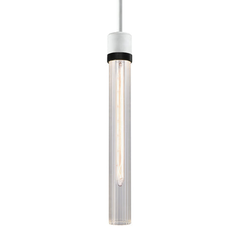 ZEEV Lighting ZIGRINA 8 Inch E26 Clear Globe Glass Pendant Light and in Matte White with Black Metal Finish Model: P11706-E26-MW-K-SBB-G11