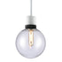 ZEEV Lighting ZIGRINA 8 Inch E26 Clear Globe Glass Pendant Light and in Matte White with Black Metal Finish Model: P11706-E26-MW-K-SBB-G11