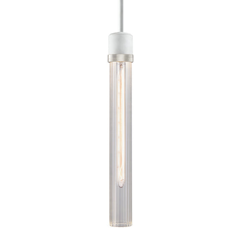 ZEEV Lighting ZIGRINA 8 Inch E26 Clear Globe Glass Pendant Light and in Matte White with Nickel Metal Finish Model: P11706-E26-MW-K-PN-G11
