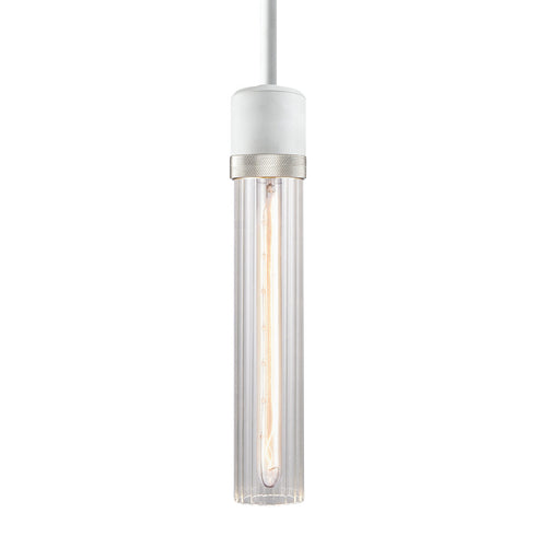 ZEEV Lighting ZIGRINA 8 Inch E26 Clear Globe Glass Pendant Light and in Matte White with Nickel Metal Finish Model: P11706-E26-MW-K-PN-G11