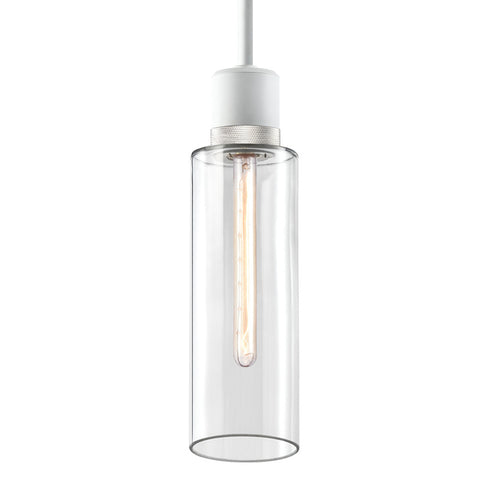 ZEEV Lighting ZIGRINA 8 Inch E26 Clear Globe Glass Pendant Light and in Matte White with Nickel Metal Finish Model: P11706-E26-MW-K-PN-G11