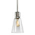 ZEEV Lighting ZIGRINA 8 Inch E26 Clear Globe Glass Pendant Light and in Polished Nickel Metal Finish Model: P11707-E26-PN-G11