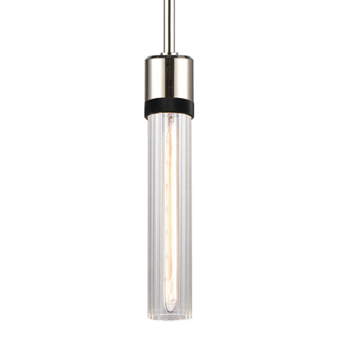 ZEEV Lighting ZIGRINA 8 Inch E26 Clear Globe Glass Pendant Light and in Polished Nickel with Black Metal Finish Model: P11707-E26-PN-K-SBB-G11