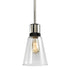 ZEEV Lighting ZIGRINA 8 Inch E26 Clear Globe Glass Pendant Light and in Polished Nickel with Black Metal Finish Model: P11707-E26-PN-K-SBB-G11