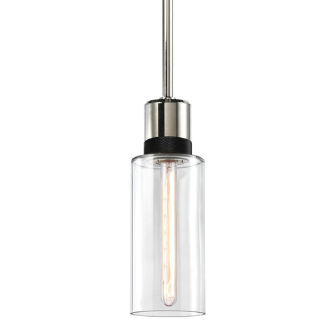 ZEEV Lighting ZIGRINA 8 Inch E26 Clear Globe Glass Pendant Light and in Polished Nickel with Black Metal Finish Model: P11707-E26-PN-K-SBB-G11