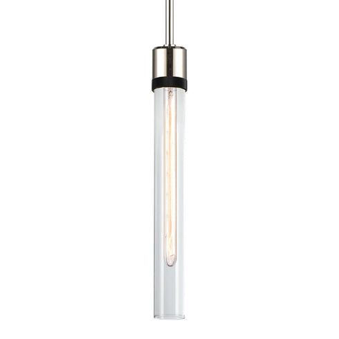 ZEEV Lighting ZIGRINA 8 Inch E26 Clear Globe Glass Pendant Light and in Polished Nickel with Black Metal Finish Model: P11707-E26-PN-K-SBB-G11