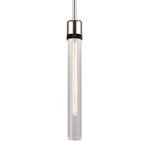 ZEEV Lighting ZIGRINA 8 Inch E26 Clear Globe Glass Pendant Light and in Polished Nickel with Black Metal Finish Model: P11707-E26-PN-K-SBB-G11