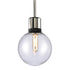 ZEEV Lighting ZIGRINA 8 Inch E26 Clear Globe Glass Pendant Light and in Polished Nickel with Black Metal Finish Model: P11707-E26-PN-K-SBB-G11