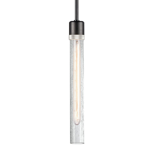 ZEEV Lighting ZIGRINA 8 Inch E26 Clear Globe Glass Pendant Light and in Satin Brushed Black with Nickel Metal Finish Model: P11708-E26-SBB-K-PN-G11