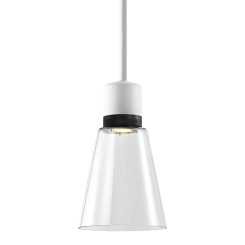ZEEV Lighting ZIGRINA 8 Inch LED 3CCT Clear Globe Glass Pendant Light and in Matte White with Black Metal Finish Model: P11702-LED-MW-K-SBB-G11