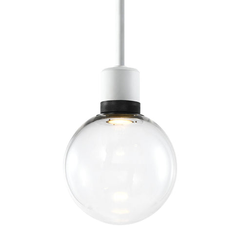 ZEEV Lighting ZIGRINA 8 Inch LED 3CCT Clear Globe Glass Pendant Light and in Matte White with Black Metal Finish Model: P11702-LED-MW-K-SBB-G11