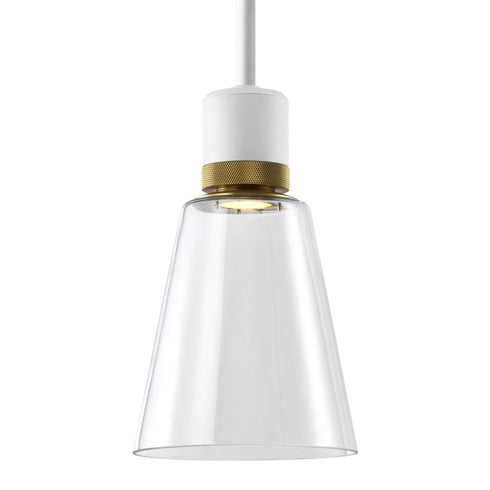 ZEEV Lighting ZIGRINA 8 Inch LED 3CCT Clear Globe Glass Pendant Light and in Matte White with Brass Metal Finish Model: P11702-LED-MW-K-AGB-G11