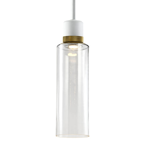 ZEEV Lighting ZIGRINA 8 Inch LED 3CCT Clear Globe Glass Pendant Light and in Matte White with Brass Metal Finish Model: P11702-LED-MW-K-AGB-G11