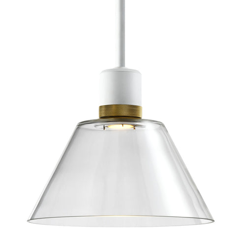ZEEV Lighting ZIGRINA 8 Inch LED 3CCT Clear Globe Glass Pendant Light and in Matte White with Brass Metal Finish Model: P11702-LED-MW-K-AGB-G11