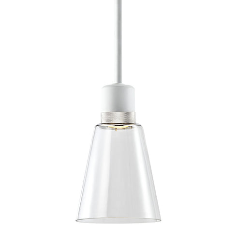 ZEEV Lighting ZIGRINA 8 Inch LED 3CCT Clear Globe Glass Pendant Light and in Matte White with Nickel Metal Finish Model: P11702-LED-MW-K-PN-G11