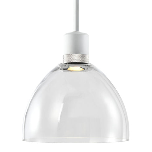 ZEEV Lighting ZIGRINA 8 Inch LED 3CCT Clear Globe Glass Pendant Light and in Matte White with Nickel Metal Finish Model: P11702-LED-MW-K-PN-G11