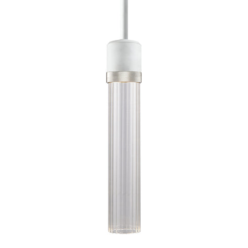 ZEEV Lighting ZIGRINA 8 Inch LED 3CCT Clear Globe Glass Pendant Light and in Matte White with Nickel Metal Finish Model: P11702-LED-MW-K-PN-G11