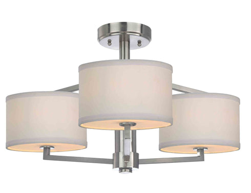 1885-09 Dolan Designs Monaco 3 Light semiflush satin nickel