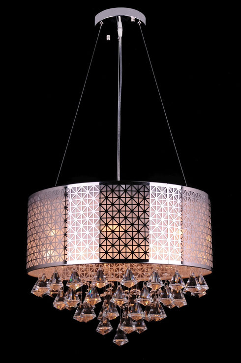 19" Wide Chrome Shade Crystal Chandelier