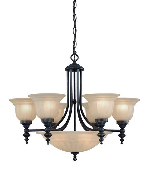 665-78 Dolan Designs Richland 6+3 Light Bowl Chandelier Bolivian