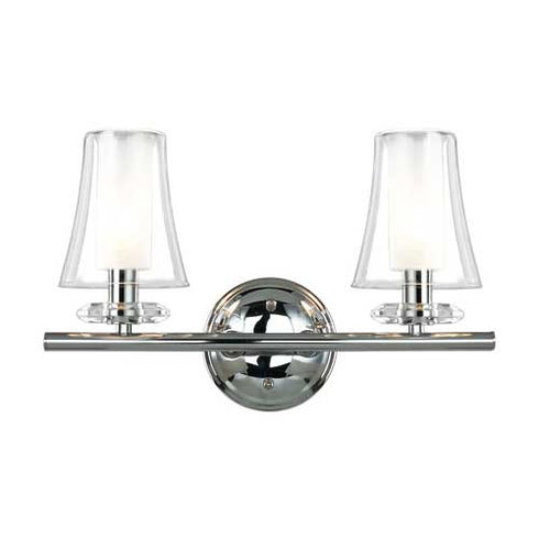 B311-2-CM 15" wide Bathroom Light with Frosted/Clear Glass Shades