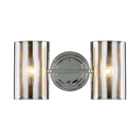 B321-2SM-CM-SM 2-Light Wall Sconce with Metal/Smoked Glass Cubes