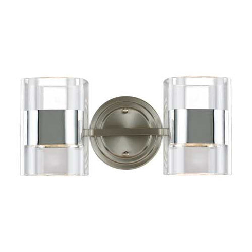 B335-2CL-SCH-SM 2-Light Wall Sconce with Clear Glass Cubes