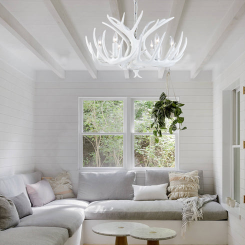 Bethel International 6 Light Antler Lighting Model: IL07WH