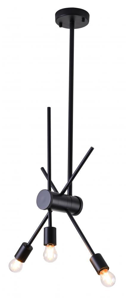 Bethel International 3 Light Chandelier Model: DU76C25BLK