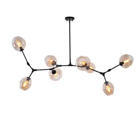 Bethel International 8 Light Chandelier Model: MA11XBLK-AMB