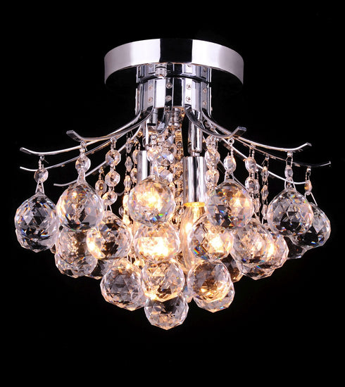 Chrome 12" Wide Crystal Balls Ceiling Light