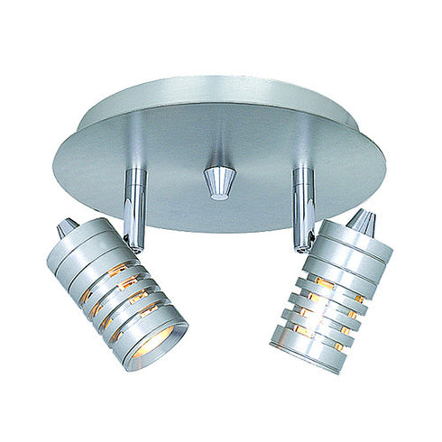CK167-2-167 2-Light Circular Ceiling Track Fixture with Ribbed Heads
