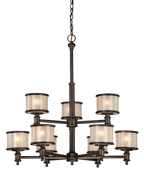 CR-CHU009NB Vaxcel Carlisle 9L Chandelier Noble Bronze