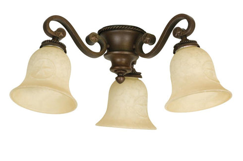 Craftmade 3 Light Fitter And Glass Chaparral Antique Scavo Glass 3x9w LED Model: LK44-AG-LED