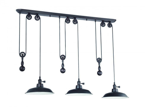 Craftmade 3 Light Pulley Pendant With Metal Shade Model: P403-ABZ