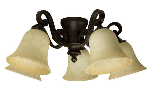Craftmade 5 Arm Light Kit White Glass With 5x9w LED
