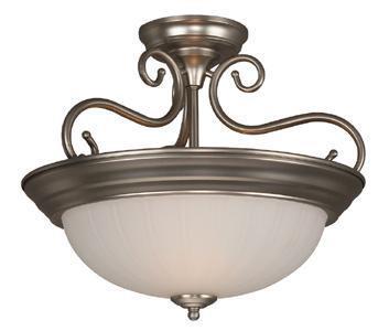 Craftmade X124-BN Two Light Brushed Nickel Frosted Melon Glass Bowl Semi-flush Mount