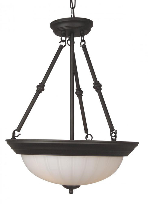 Craftmade X125-BN Three Light Brushed Nickel Frosted Melon Glass Up Pendant