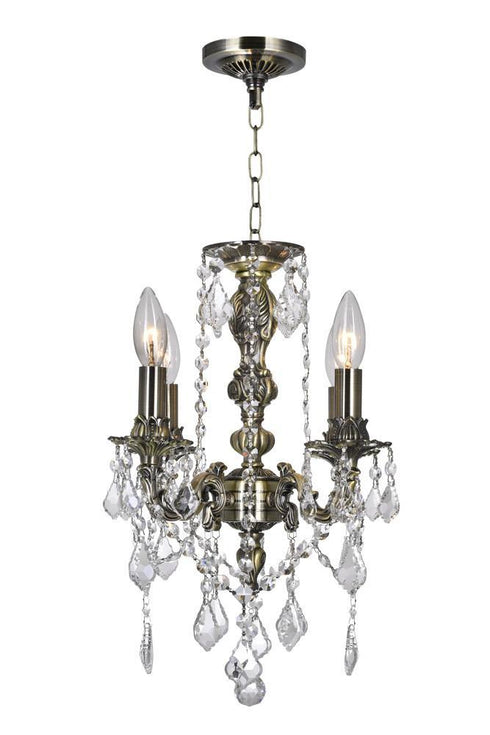 CWI Lighting 4 Light Up Chandelier With Antique Brass Model: 2037P14AB-4