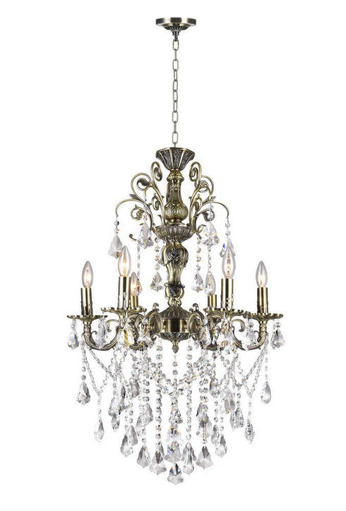 CWI Lighting 6 Light Up Chandelier With Antique Brass Model: 2011P24AB-6