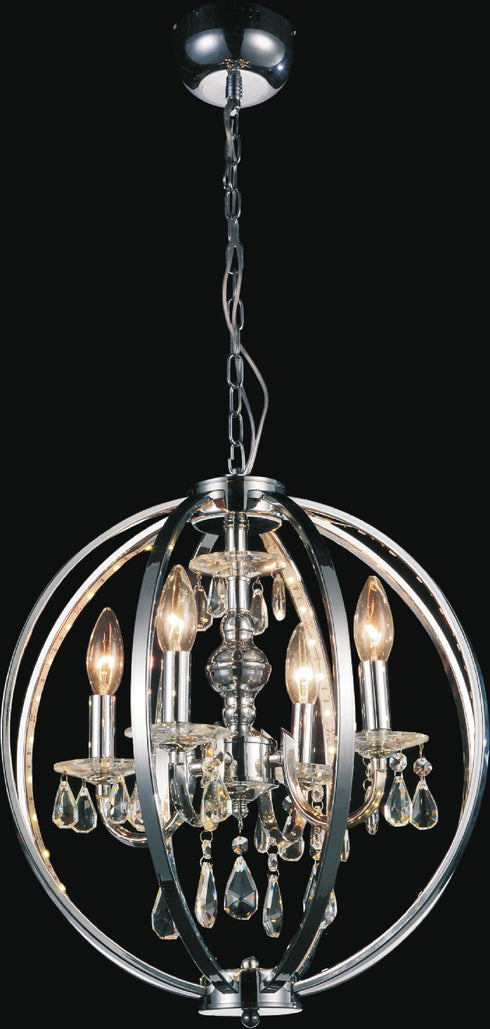 CWI Lighting Abia 4 Light Up Chandelier With Chrome Finish Model: 5025P16C-4