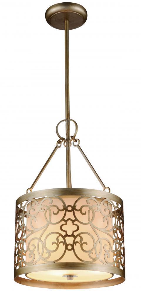 CWI Lighting Alexandra 3 Light Drum Shade Mini Pendant With Rubbed Model: 9832P11-3-106