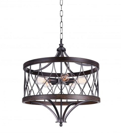 CWI Lighting Amazon 5 Light Drum Shade Chandelier With Gun Metal Model: 9966P23-5-242-B